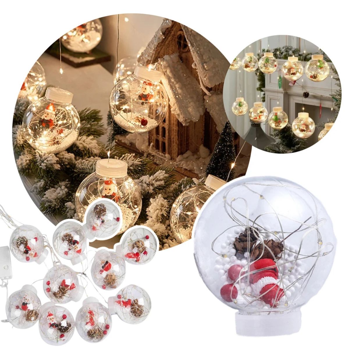 Esferas de Luces LED Santa Claus x10