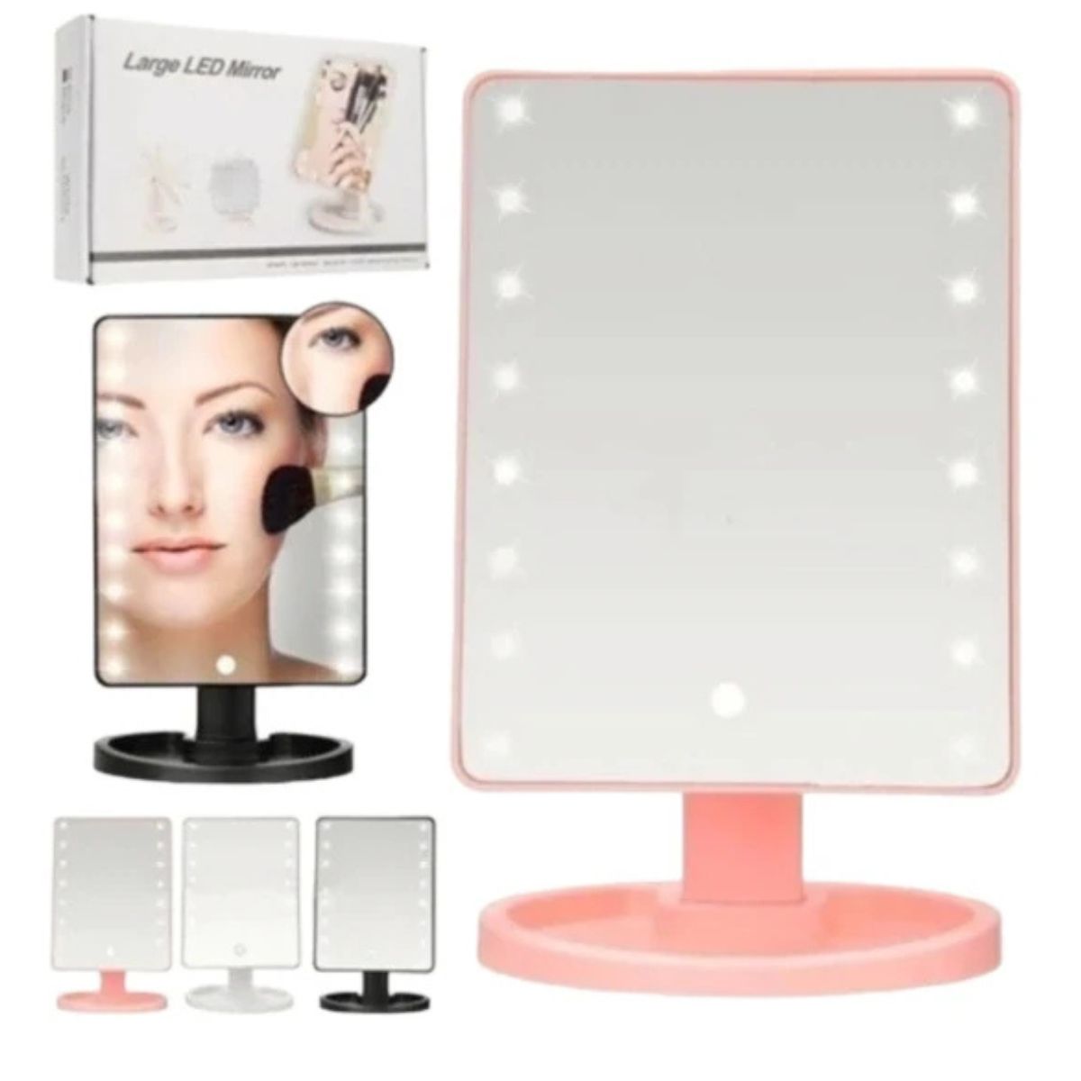 Espejo del Maquillaje Cuadrada LED 360°