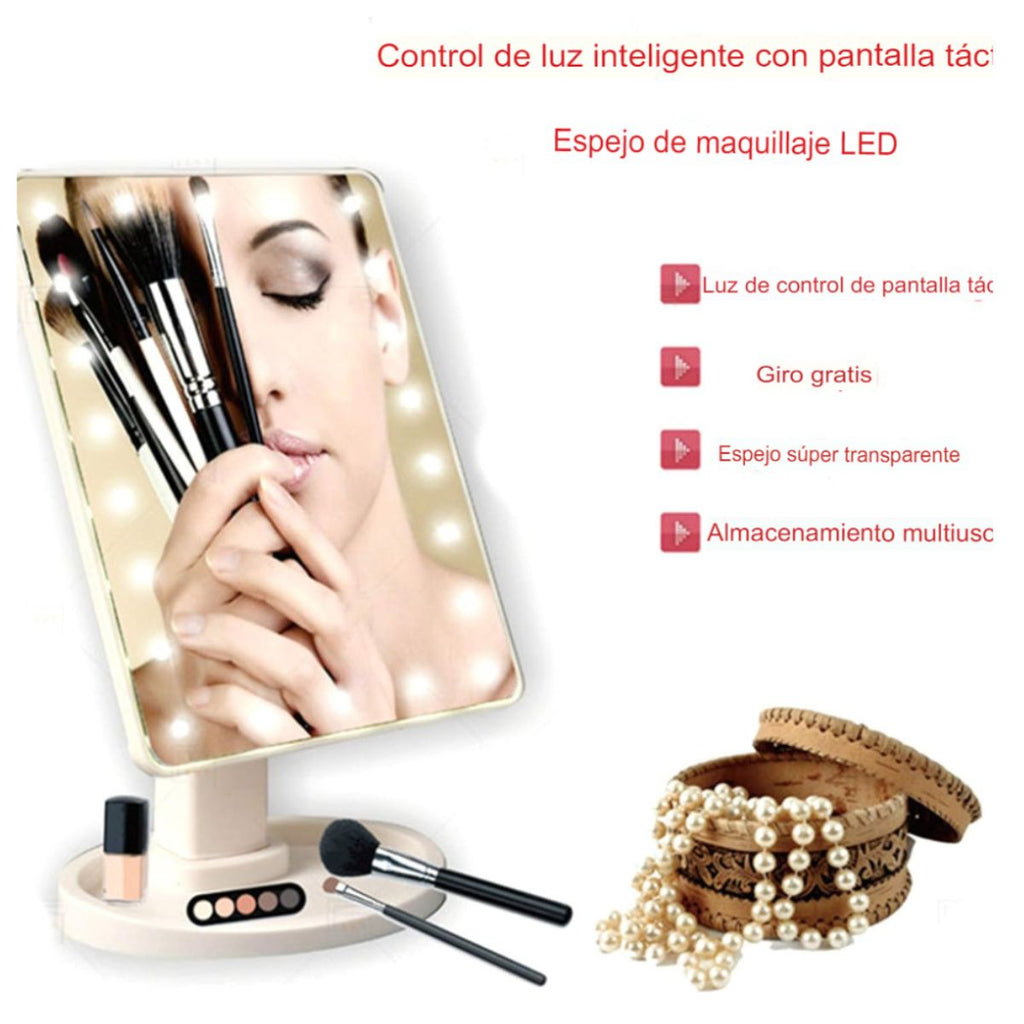 Espejo del Maquillaje Cuadrada LED 360°