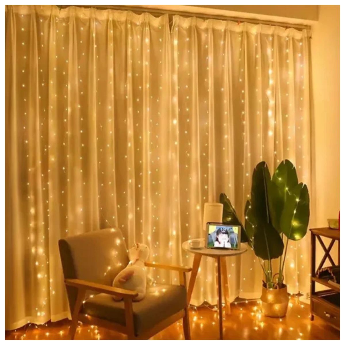 Cortina Navideña Cálida 192 LED