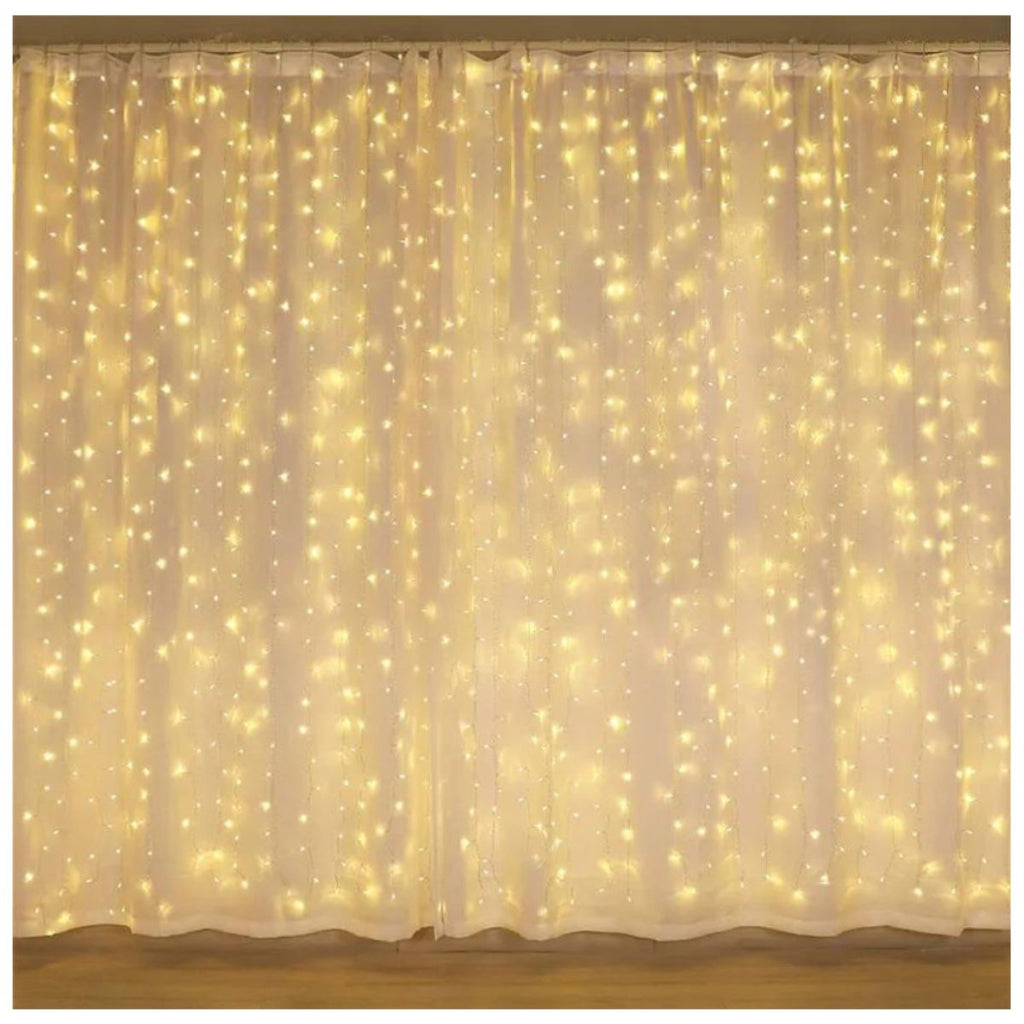 Cortina Navideña Cálida 192 LED