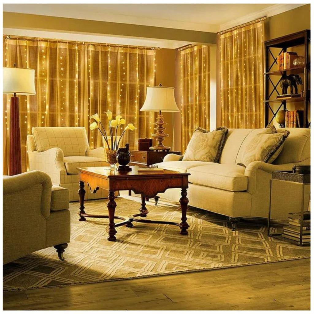 Cortina Navideña Cálida 192 LED