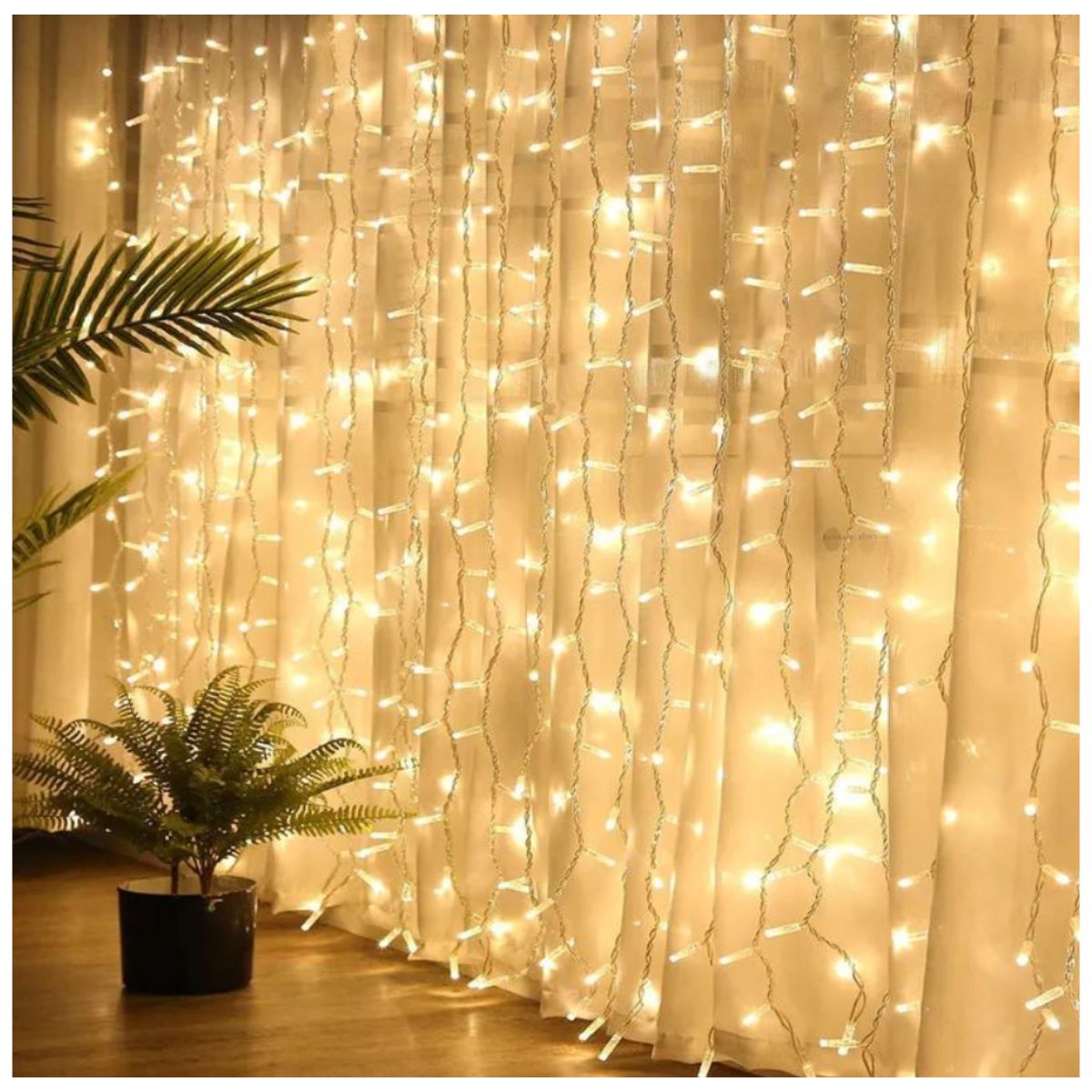 Cortina Navideña Cálida 192 LED