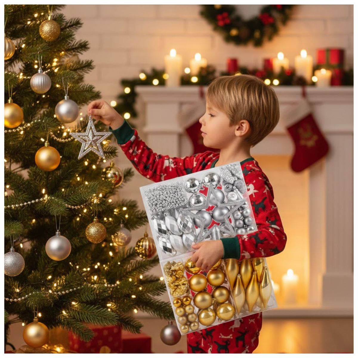 Set x 50 Adornos Navideños Dorado/Plata