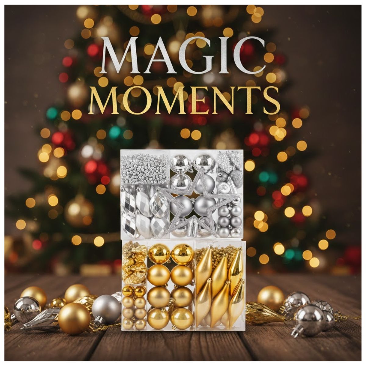 Set x 50 Adornos Navideños Dorado/Plata