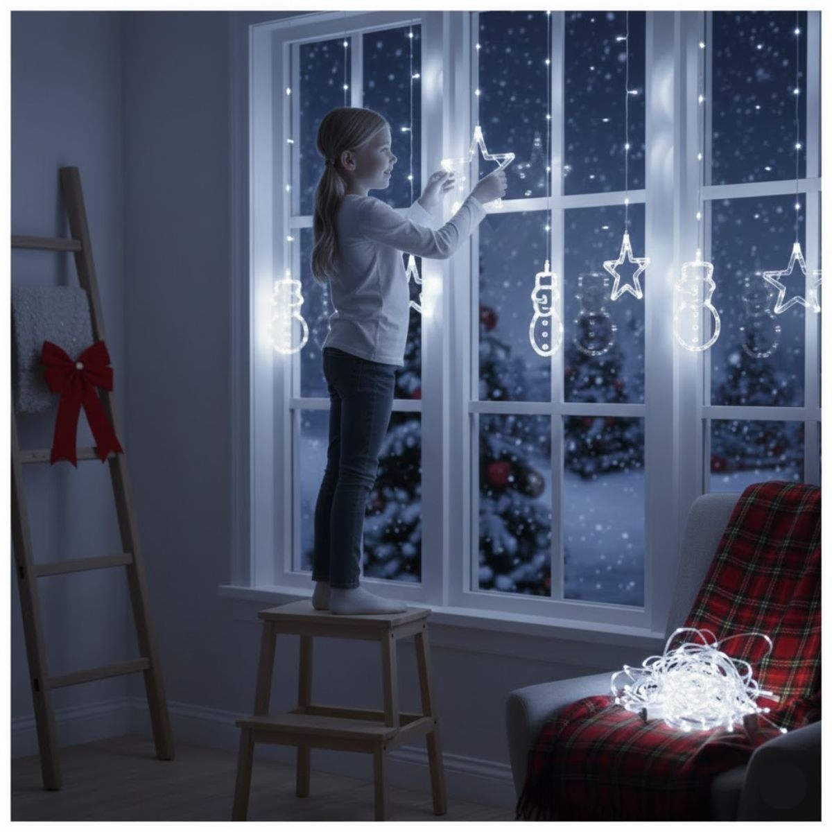 Guirnalda Cascada Estrella-Muñeco Fría