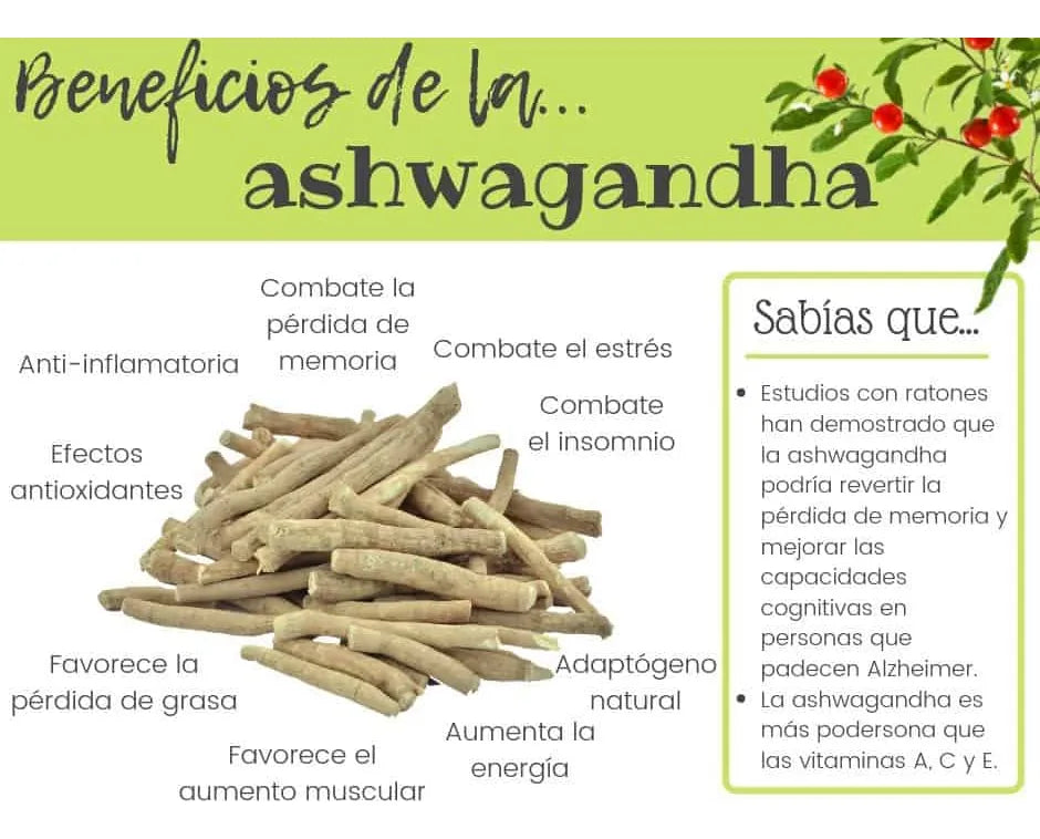 Ashwagandha (100% Pureza) ! 60 Cápsulas De 500mg Sabor Sin Sabor
