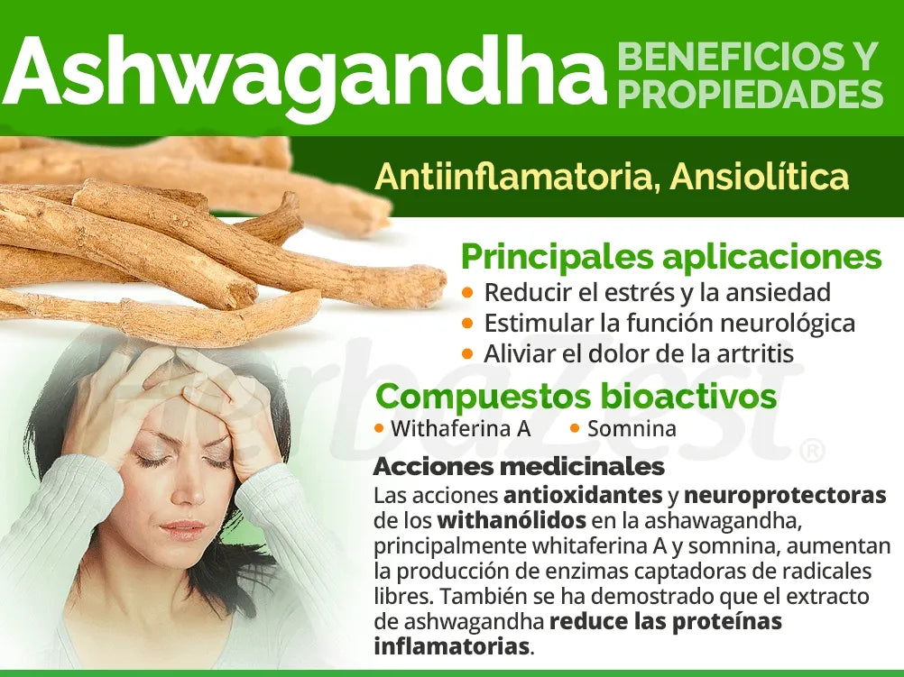 Ashwagandha (100% Pureza) ! 60 Cápsulas De 500mg Sabor Sin Sabor